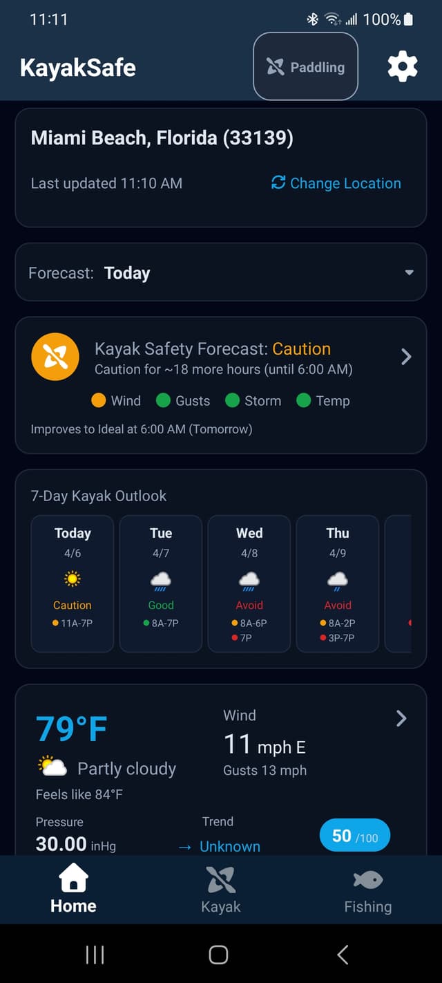 KayakSafe app screenshot